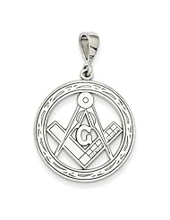 14k White Gold Large Masonic Pendant
