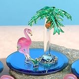 Flamingo Bird With Palm Tree Crystal Glass Figurine Statue Display