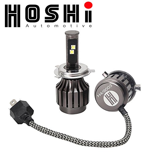 HOSHI LED Headlights conversion kit H4 HB2 9003 bulbs – 6K 6000k 30W White Light at 7,600Lm, JAPANESE INTERNAL PARTS. Internal ballast, unibody design with CANBUS, LIFETIME WARRANTY