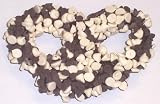 Scott's Cakes 1 lb. Dark Chocolate Covered Pretzels with Chocolate Chips & White Chocolate Chips in a Small Easter Basket Tin