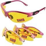 Pink Cougar Safety Glasses, Yellow Tint Lenses,Select Pink Frame Shade