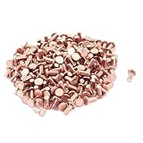 uxcell 銅ソリッドリベット　フラットヘッド　直径2.5mm　長さ5mm　ストレート　200個