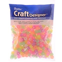 Pony Beads, Multi Glow in the Dark, 480pc Pkg