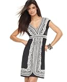 INC International Concepts Petite Dress, Cap Sleeve Matte Jersey Border Print