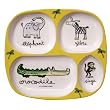 Divided Tray Baby Cie La Jungle: Jungle Yellow Melamine Colorful Melamine Dinnerware with wording
