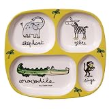 Divided Tray Baby Cie La Jungle: Jungle Yellow Melamine Colorful Melamine Dinnerware with wording