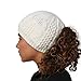 TrailHeads Ponytail Hat | Cable Knit Winter Beanie for Women - Wintry White