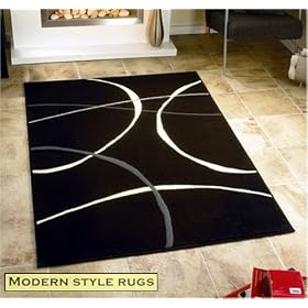 RETRO BLACK 9255 120cm x 160cm (4'0''x5'3'') - Modern Contemporary Black, Grey, Cream Rug