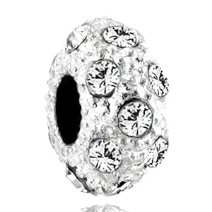 Pugster White Swarovski Elements Crystal April Birthstone Beads Fit Pandora Chamilia Biagi Charm Bracelet