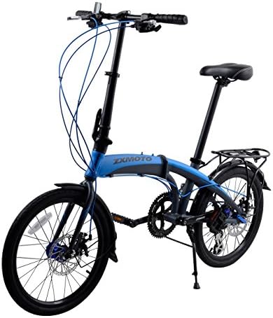 K7S 20" Aluminum Folding Bike with Rack and Fenders (Blue)