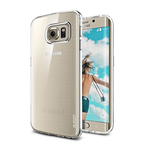Galaxy S6 Edge Case, PLESONÂ® [Tou] Samsung Galaxy S6 Edge Case Cover, Crystal Clear/ Super-Thin/ Lightweight/ NO Bulkiness Shock-Absorption Clear Back Panel+Soft Bumper Case for Galaxy S6 Edge (2015)