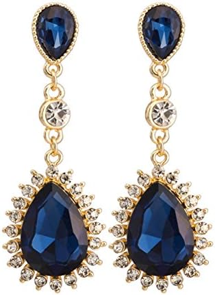 Shiny Love Women Jewelry Fashion High Quality Gold Plated Blue Crystal Indian Style Drop Earrings Wedding Jewelry
