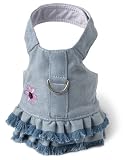 Doggles Dog Harness Dress with Jean Fringe, Blue, XX Small Doggles Dog Harness Dress with Jean Fringe, Blue, XX Small