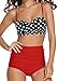 Angerella Polka High Waisted Cute Bikini Swimwear Bathing Suit(BKI031-R1-3XL), Red-Two, US12-14=Tag Size 3XL