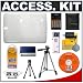 Snug-It Tight Fit Camera Skin (Clear/White) with Multi-Voltage Rapid Charger & 4 High Capacity NiMH Batteries + USB 2.0 High Speed Secure Digital Card Reader + Compact 50