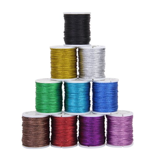10pcs Rolls Mixed Color Multifunctional String Metallic Jewelry Cord Card Braid--0.5mm