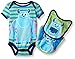 Disney Baby-Boys 1 Sully Monsters Inc Creeper and 2 Sully Bibs To Attach To The Creeper, Green, 6-9 Months (3-Piece)