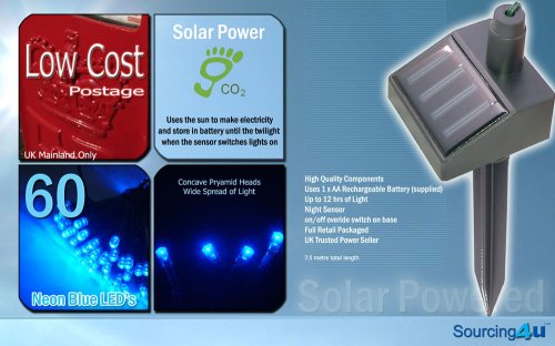 Childrens Toyshop  Outdoor Living : SuperLED Solar 60 Blue LED Light String