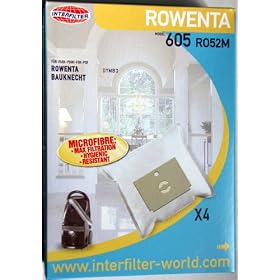 4 sacs non tiss�s Interfilter pour | BAUKNECHT - CE 1200 - SB 760 | PRIVILEG - 101.591 - 106.393 - 360.254 - 899.971 | ROWENTA - RS : 051 FA (Dymbo d�co) - RH : 670 - ZR : 74, 745, 755 - RS : 005 � 099 /E/S/RS (Dymbo / Dymbo + / Dymbo InteGRal) | TEFAL - 4 551