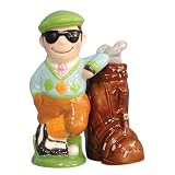 Westland Giftware Mwah Magnetic Golfer and Clubs Salt and Pepper Shaker Set, 4-Inch