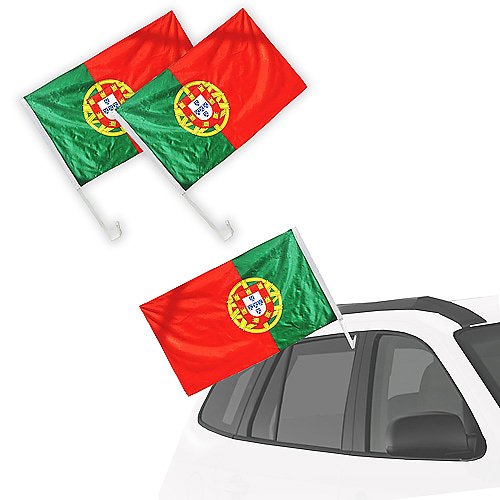 Autofahne Autoflagge 2 Stück Fanartikel EM & WM 2er Set Portugal