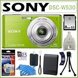 Sony Cyber-Shot DSC-W530 14.1 MP Digital Still Camera with 4x Wide-Angle Optical Zoom Lens and 2.7-inch LCD in Green + 8GB SDHC + Sony Case + Card Reader + Battery Pack + Accessory Kit