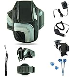 Black Adjustable Deluxe Sportband / Workout Armband with Adaptable Neck Str ....