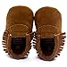 CENCIRILY Baby Soft Sole Suede Moccasins Tassels for Boys Girls Non Slip First Walkers Crib Shoes,01 Dark Brown,3-6 Months M US Infant