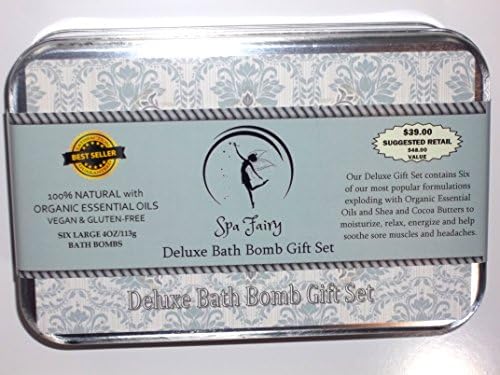 Bath Bombs Gift Set. Best Premium Packaging for Gift Giving. 6 Large All Natural Bath Bombs with Organic Essential Oils, Shea Butter and Cocoa Butter. Enjoy a Moisturizing Lush Aromatherapy Bath. Luxury Beauty Gifts for Her: Anniversary Gifts, Bridesmaids Gifts By Spa Fairy