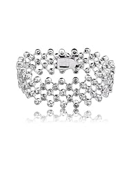 Cubic Zirconia And Sterling Silver Wide Bezzel Set Bracelet