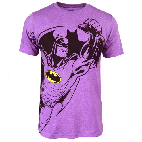 Batman Mens Neon Purple Heather Tee L