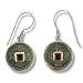 Sterling Silver Garnet Chinese Coin Dangle Earrings by Sajen