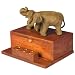 Carved Teak Wood Asian Elephants Desktop Pen & Card Holder