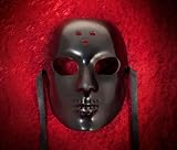 Carneval - Original handmade Venetian mask - Volto Jason Leather black Erotic Line