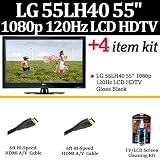 Brand New LG 55LH40 55 1080p LCD HDTV - Gloss Black With Essential LG Kit Includes 2 Pack Of HDMI Cables + LCD Screen Cleaner