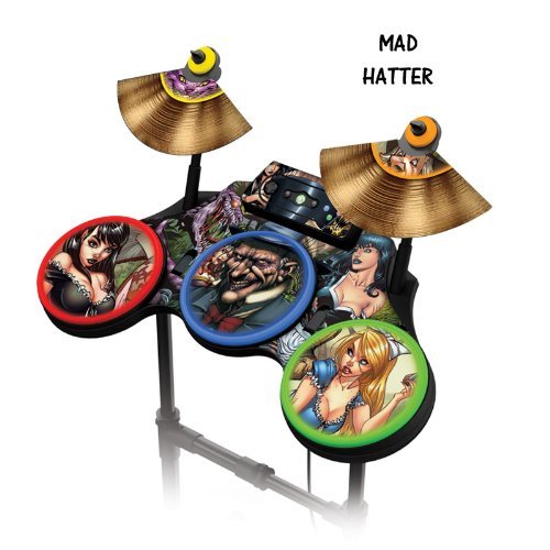 Protective Skins For Guitar Hero 4 "world Tour" Drum Set, Fits Xbox 360, Ps3, Ps2, Wii - Mad Hatter Picture