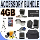 BigVALUEInc Accessory Saver 4GB FH100 Replacement Compatible Battery/Rapid Charger Filter Kit Tele/Wide Lens Bundle for Sony Handycam HDD 30mm Hard Disk Drive Camcorders + MORE!