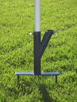 The Original Umbrella Stand - Use Anywhere, Sand or Grass, Easy to Use, Color is Navy Blue with Thumbscrews