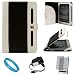 Black Protective Leather Jacket Portfolio Case Cover with Accessory Slots for Sony PRS-650 Touch Edition Wireless e-Reader + Clear Screen Protector + Black Rapid Travel Wall Charger with LED Power Indicator + SumacLife TM Wisdom Courage Wristband