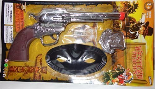 Wild West 11" Big Air-clicker Chromed Trigger with Lone Ranger Mask and Sheriff Silver Badge by Chehghia