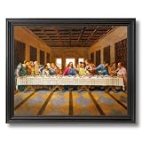 Jesus Christ The Last Supper Religious Picture Black Framed Art Print by 