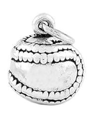 Sterling Silver Three Dimensional Baseball Softball Charm