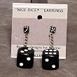 5mm to 16mm Dice Dangler Earrings, Black w/ White
