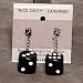 5mm to 16mm Dice Dangler Earrings, Black w/ White