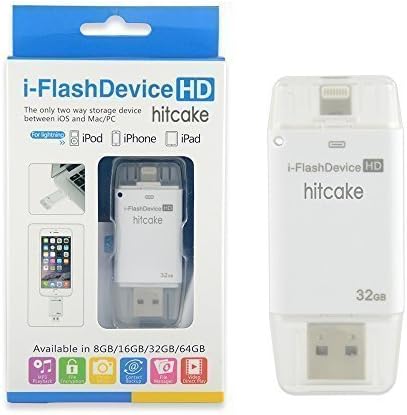 Hitcake i-Flash Drive for adding extra storage for iPhone 5/ 5S/5C/6/iPad mini/iPad air Easy to Save Image &amp; Video 32GB (WHITE)