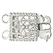 925 Sterling Silver Classic Square Flower Filigree 2-strand Pearl Box Clasp 15mm Connector