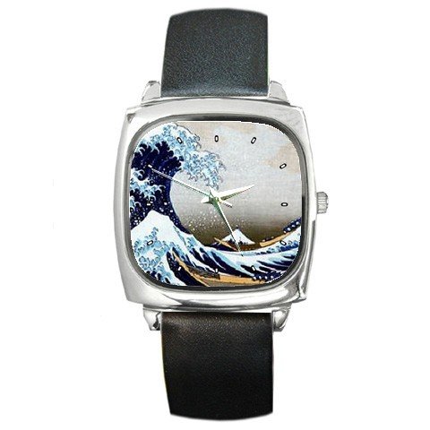 Great Wave at Kanagawa Square Metal Watch
