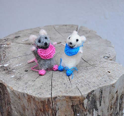 White or Gray Felted baby mouse Felted Art Doll , ONE Cute figurine