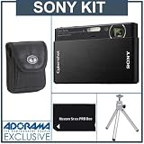 Sony Cyber-shot DSC-T77 Ultra-Slim Point & Shoot Digital Camera Kit, Black with 2 GB Memory Stick, Camera Case, Table Top Tripod