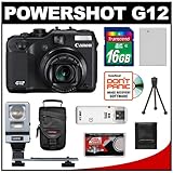 Canon PowerShot G12 Digital Camera with 16GB Card + Battery + Case + FL-VL  ....